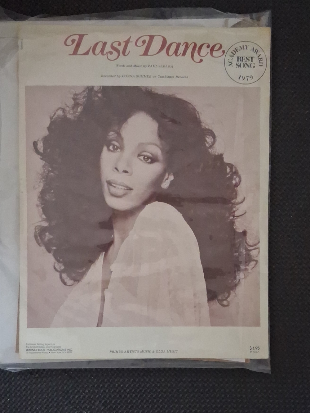Last Dance Vintage Sheet Music Cover - Donna Summer (Beige/Tan)